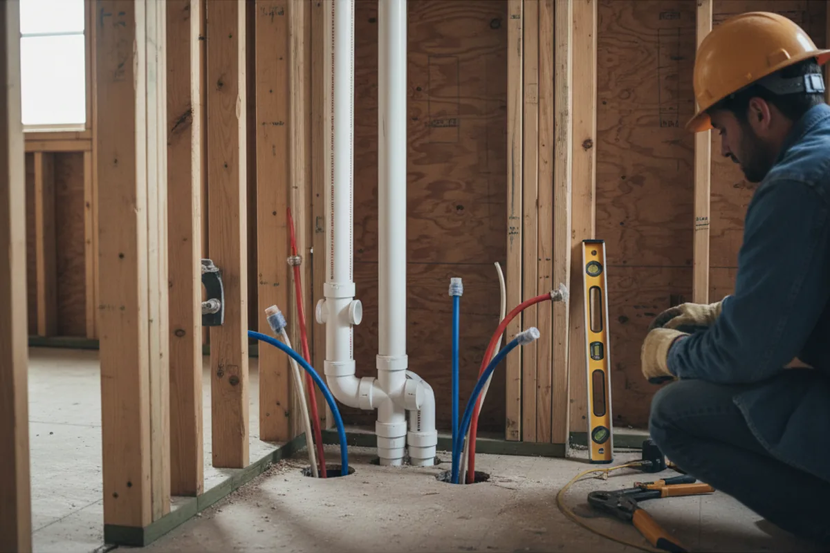 Drain and supply rough-in during Sump Pump Repair in Wheeler