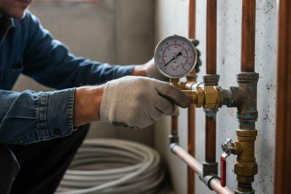 Pressure testing a repaired line during Water Line Repair in Wheeler